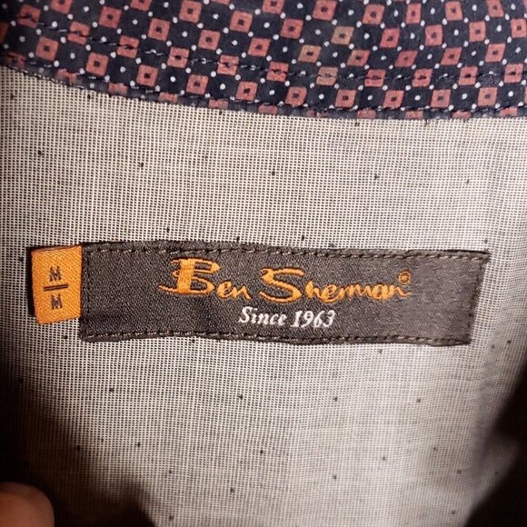 Ben Sherman Mens Maroon Paisley Long Sleeve Button Down Medium - Picture 4 of 6